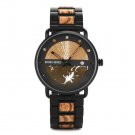 Zegarki Militarne Dark Brown Men Wood Watch Metal Quartz Watch with Date Display Male