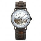 Zegarki Militarne White Brown Men Wood Watch Metal Quartz Watch with Date Display Male