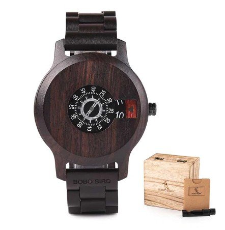 Black Ebony Wood Watches Square Dial Mens Quartz Wristwatches Handcrafed gift