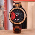 Date Display Business Watch for Mens Mixed Wooden Quartz Wristwatch