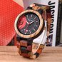 Date Display Business Watch for Mens Mixed Wooden Quartz Wristwatch