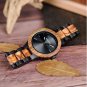 Luminous Hands Quartz Wristwatch for Men Two-tone Zebra Wood & Ebony Wooden
