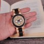 Two-tone Wooden Watches for Men Engraved Wood Chronograph with Date Display