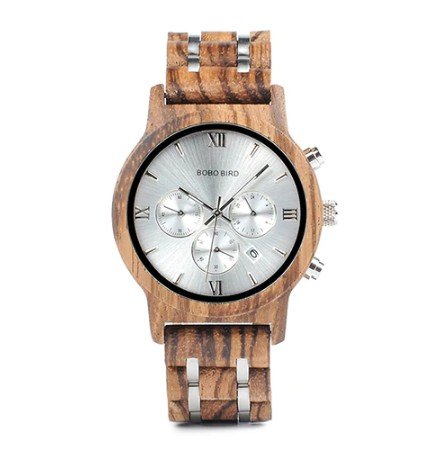 Brown Wooden Men Quartz Watches Date Display Business Watch Man Ebony Zebrawood