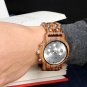 Brown Wooden Men Quartz Watches Date Display Business Watch Man Ebony Zebrawood