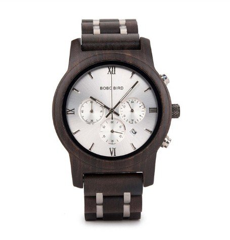 Wooden Men Quartz Watches Date Display Business Watch Man Ebony Zebrawood