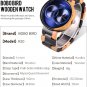 Ultra Thin Blue Watches Men Original Wood Two Time Zone Display Quartz Wristwatch