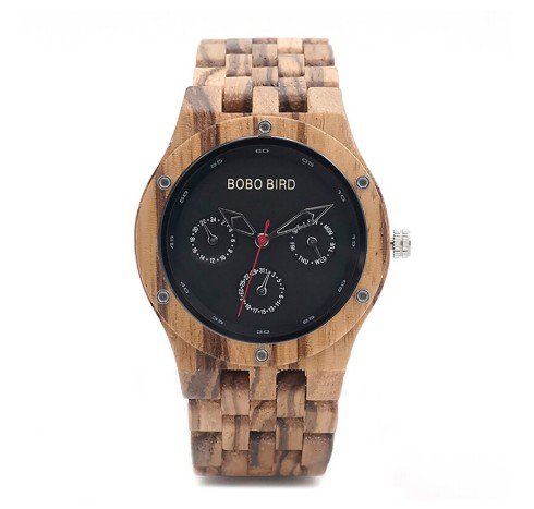 Handmade Men's Top Brand Zebra Wooden Watch Lightweight With Date Retro Wrist Watch