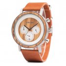 Wooden Stainless Steel Men Watches Brown Leather Top Brand Luxury Chronograph Watch