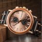 Watch Men Wood Rose Gold Chronograph Top Brand Luxury Military Stainless Steel