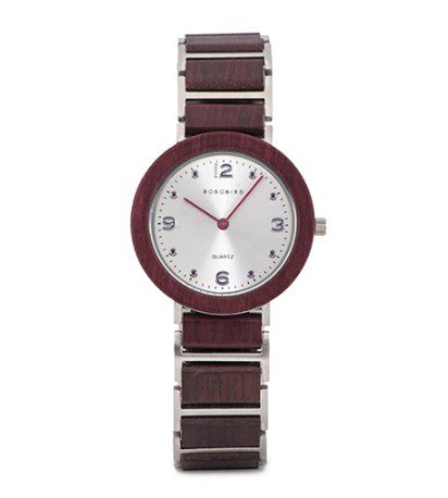 Purple Ultra Thin Quartz Wood Watch Top Brand Luxury Waterproof Stainless Steel