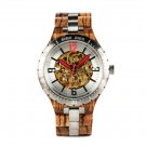 Luxury Mechanical Watch Zebrawood Self Winding Waterproof Wooden and Stainless Steel