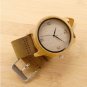 Bamboo Wooden Men Wristwatch with Brown Leather Strap Japanese Quartz
