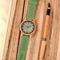 Causal Bamboo Watches for Men and Women Bright Green Silicon Band