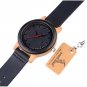 Ebony Wooden Analog Wristwatch Black Leather Quartz Men Watches Casual