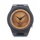 Deear Head Quartz Wooden Watches Antique With Genuine Leather Band Casual Watches