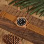 Rose Mens Wooden Wristwatch Causal Quartz Watch with Branded Brown Leather