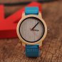 Simple Bamboo Wood Watch Turquoise Blue Band Quartz Watches Women