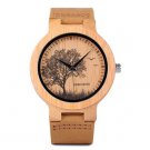 Simple Bamboo Watches 3D Print Icon Brown4 Men Quartz Wristwatch with Leather Strap