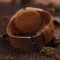 Men's Bamboo Wooden Watch Quartz Real Leather Strap Men Watches Wolf Style