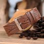 Men's Bamboo Wooden Watch Quartz Real Leather Strap Men Watches Deer Head Style