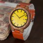 Wood Wristwatch Men Color Leather Quartz Watch with Date Display