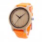 Men Design Bamboo Wood Quartz Watch Japanese Movement With Silicone Strap Orange