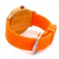 Men Design Bamboo Wood Quartz Watch Japanese Movement With Silicone Strap Orange
