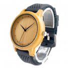 Men Design Bamboo Wood Quartz Watch Japanese Movement With Silicone Strap Black