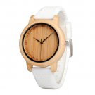 Men Design Bamboo Wood Quartz Watch Japanese Movement With Silicone Strap White