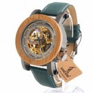 Automatic Mechanical Casual Luxury Watch Men Skeleton Bamboo Wooden With Steel