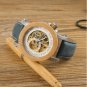 Automatic Mechanical Casual Luxury Watch Men Skeleton Bamboo Wooden With Steel