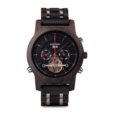 Automatic Skeleton Mechanical Watches Men Wooden Luxury Watch Self