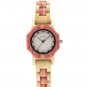 Bamboo Women Watches Pink Crystal Dial Ladies Quartz Dress Watch in Wooden Box