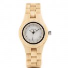 Bamboo Women Watches White Crystal Dial Ladies Quartz Dress Watch in Wooden Box