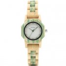 Bamboo Women Watches Green Crystal Dial Ladies Quartz Dress Watch in Wooden Box