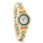 Bamboo Women Watches Green Crystal Dial Ladies Quartz Dress Watch in Wooden Box