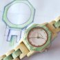 Bamboo Women Watches Green Crystal Dial Ladies Quartz Dress Watch in Wooden Box
