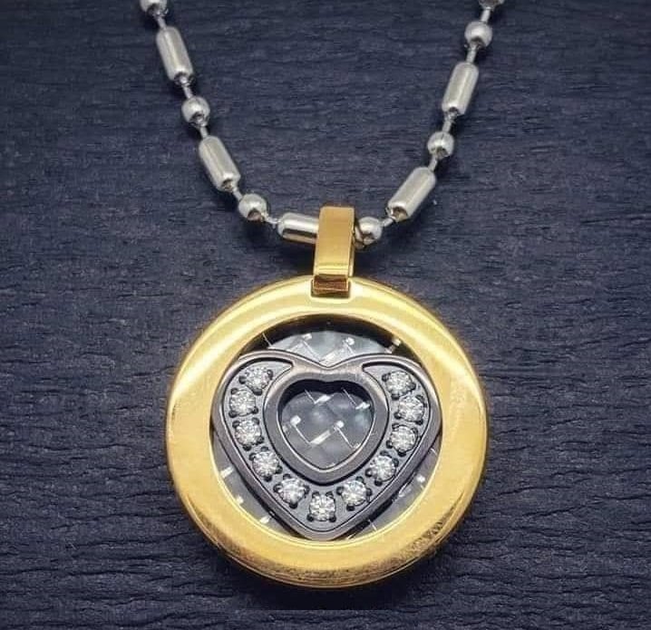 Pendant Biocarbon Heart Mini Black Gold Necklace Scalar Energy Health