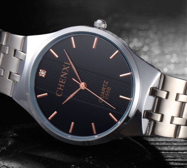 Rose Gold Timescale Watches Men's Black Quartz Watch Analog Casual Watch Male