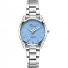 Ladies Wristwatch Round Light Blue Rhinestone Stainless Steel Watch Women Dress Watches