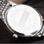 Stainless Steel Quartz Watch Men's Black Business Analog Wristwatches Silver