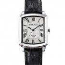 Men Casual Watches White Luxury Brand Square Dial Fashion Leather Strap