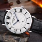Watches Male Fashion Casual White Quartz Watch Classic Genuine Leather Black Strap