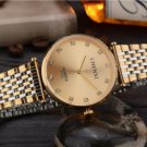 Ultrathin Rhinestone Watch For Men Gold Stainless Steel Men's Quartz Wrist Watch