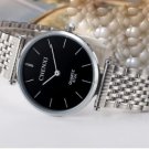Ultrathin Watches Silver Black For Men Waterproof Stainless Steel Watch Male Quartz Watch