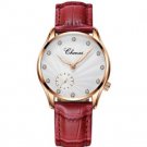Fashion Simple Design Women Quartz Watches Golden Red Clock Leather Strap Quartz Wrist Watches