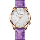 Fashion Simple Design Women Quartz Watches Golden Purple Clock Leather Strap Quartz Wrist Watches