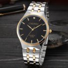 Men Quartz Watch Black Luxury Brand Men Stainless Steel Golden Wristwatch