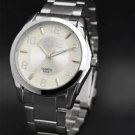 Digital Contracted Style Men's Fashion business Men White Steel Quartz Watch